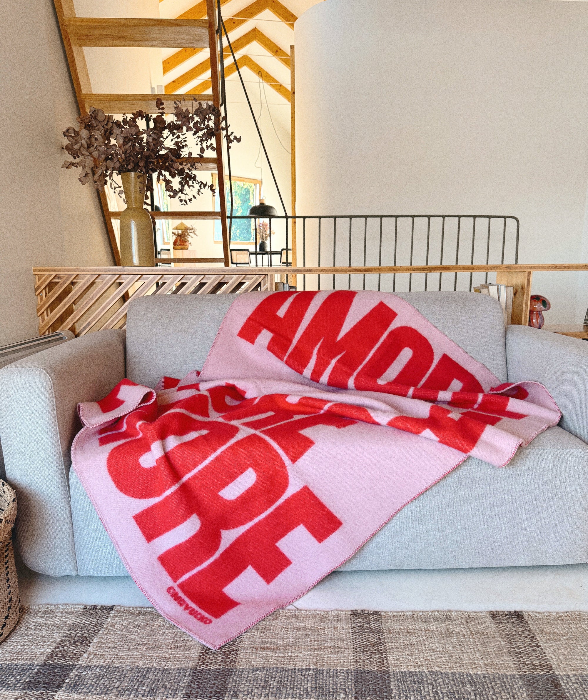 Woll-Decke AMORE, Rosa/Rot