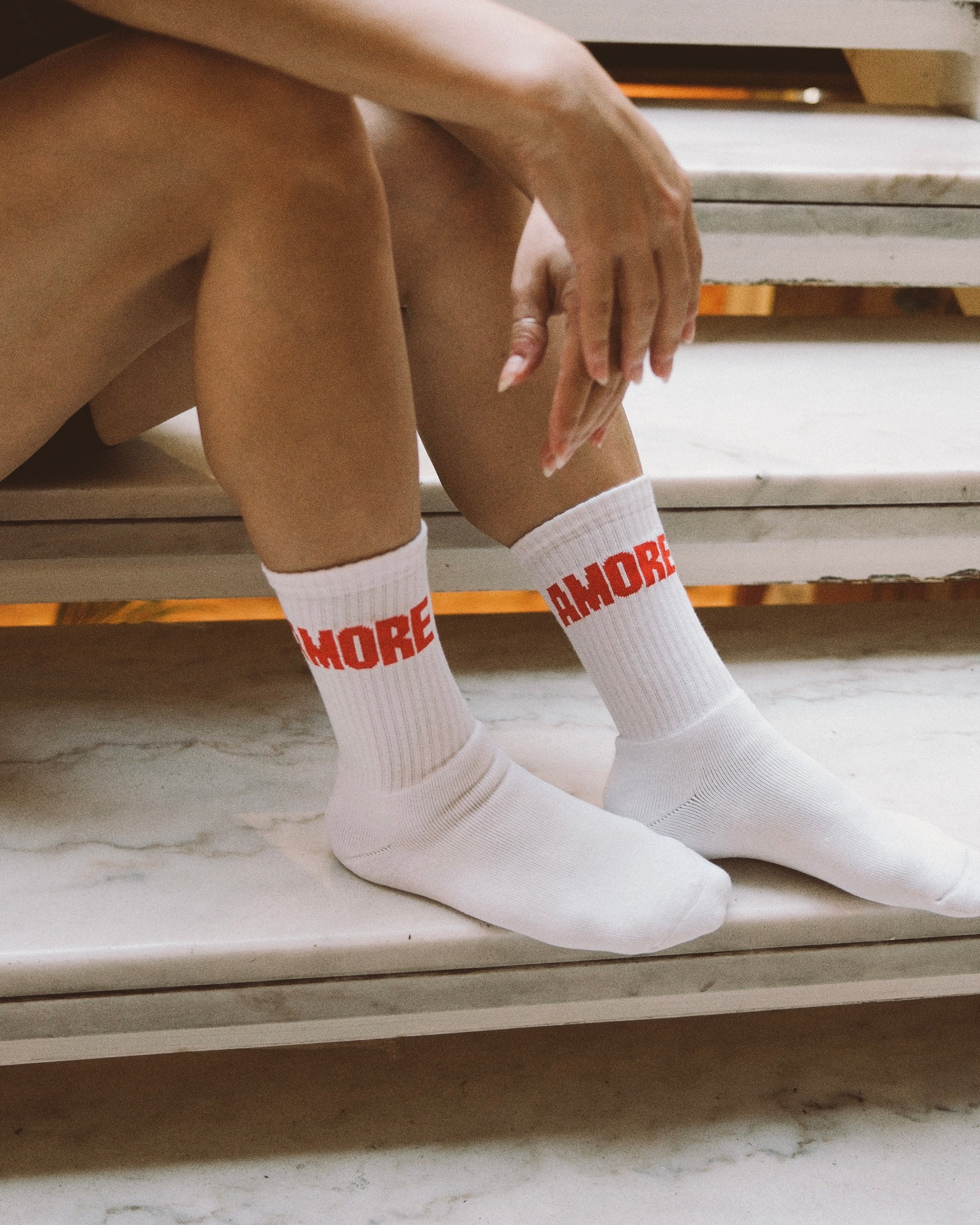 Socks AMORE, Color Red/White