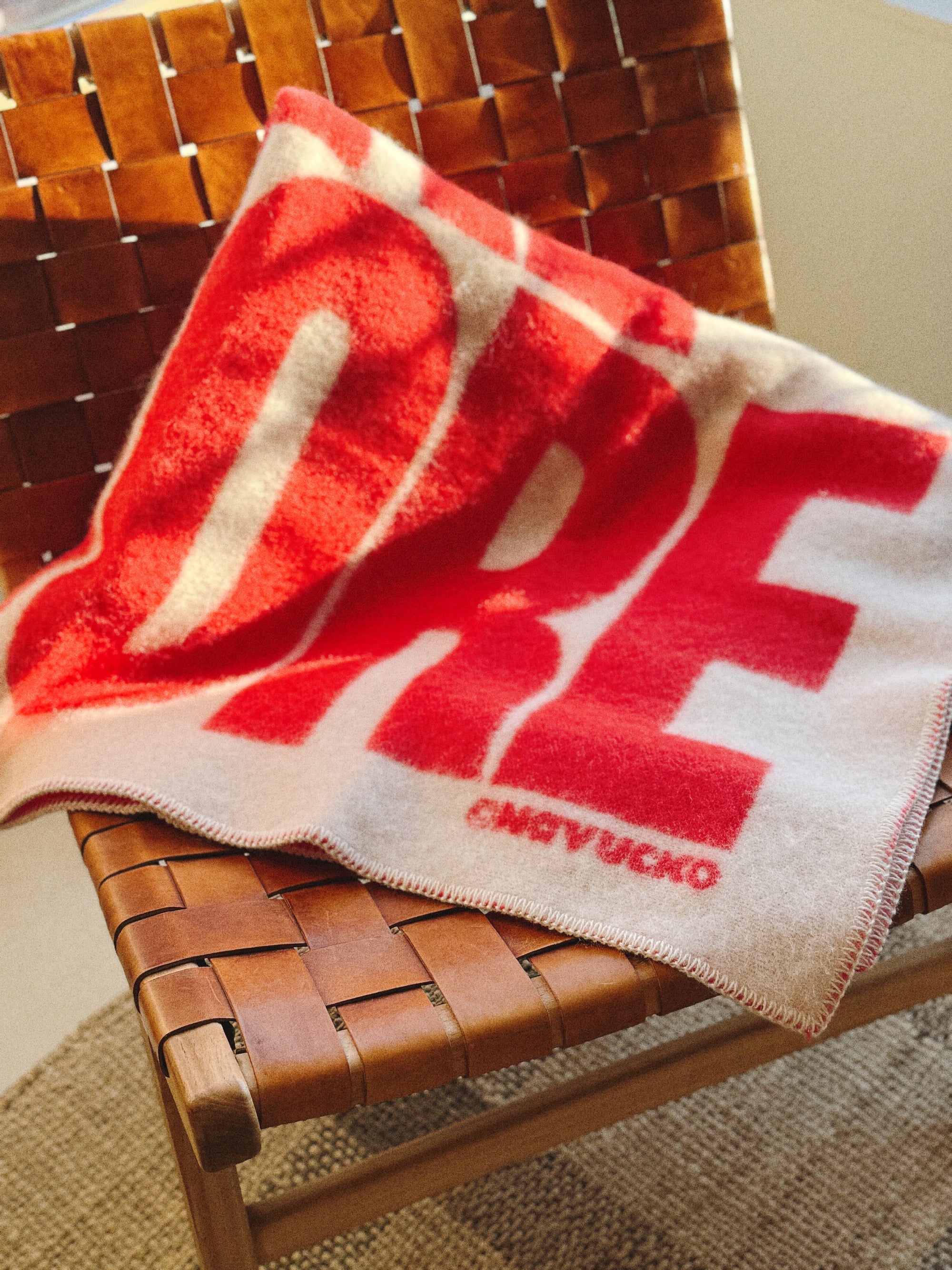 Woll-Decke AMORE, Weiß/Rot