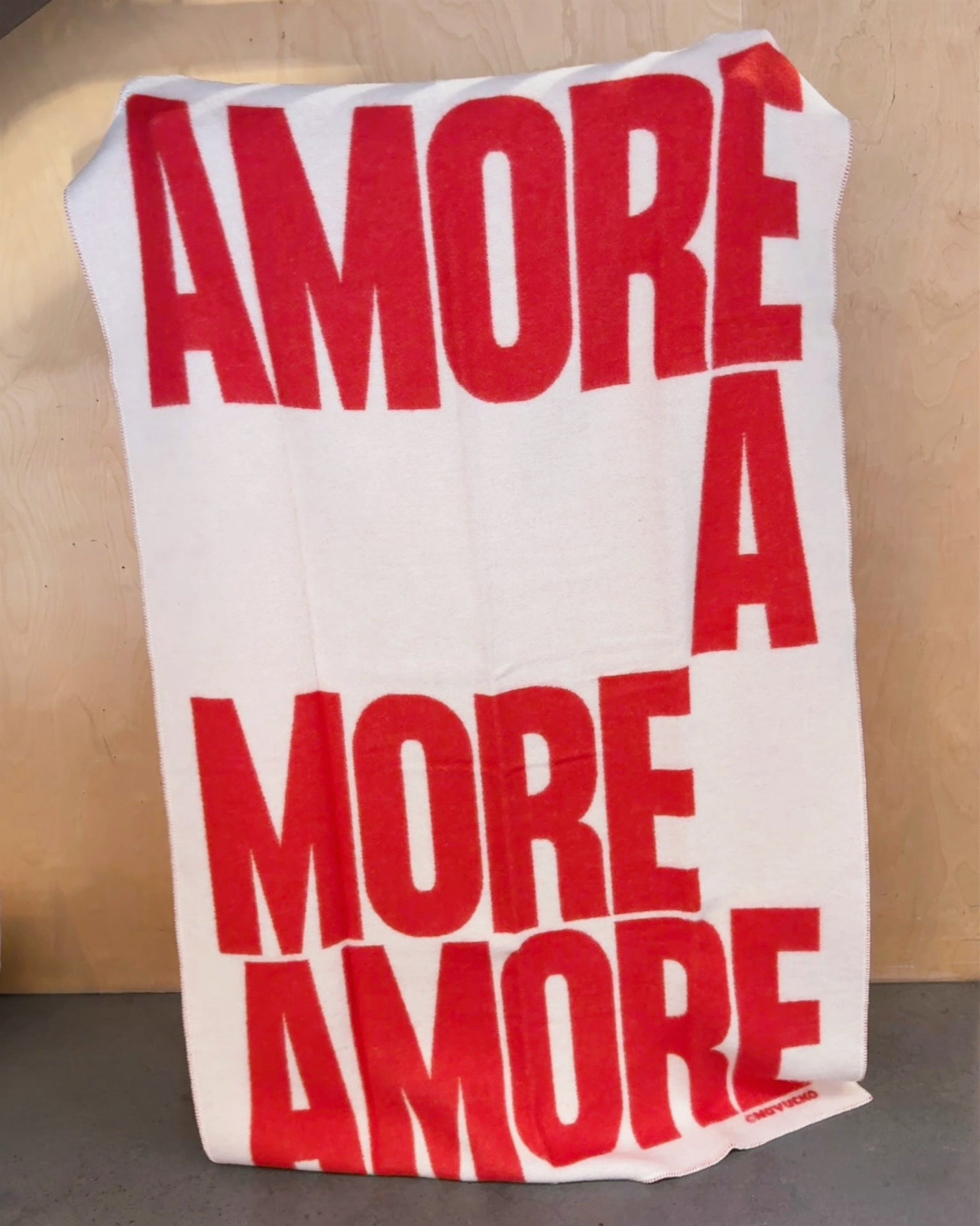 Woll-Decke AMORE, Weiß/Rot