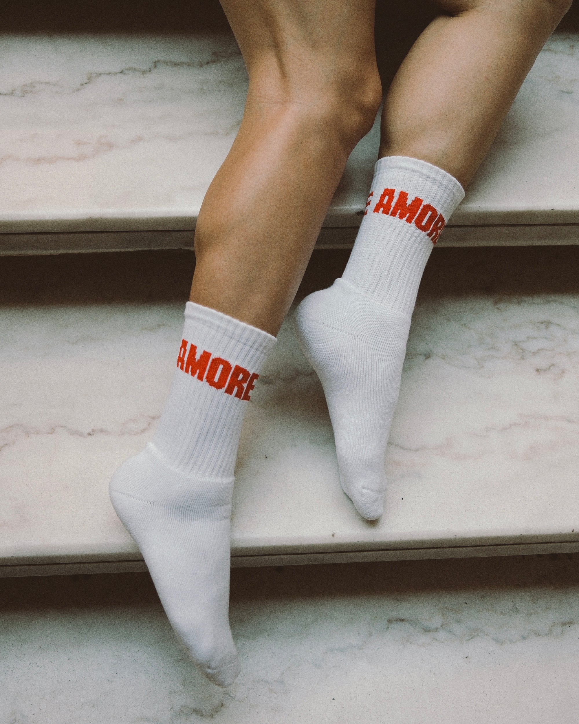 Socks AMORE, Color Red/White
