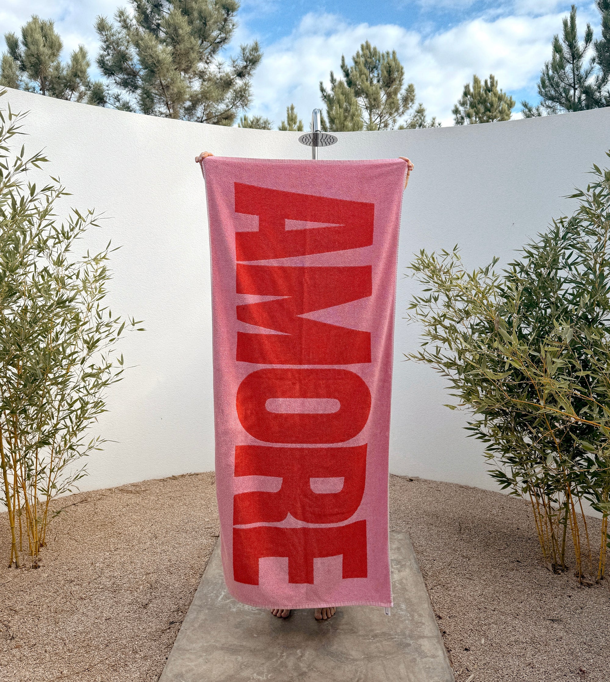 Bade-/Strandtuch AMORE, Rosa/Rot