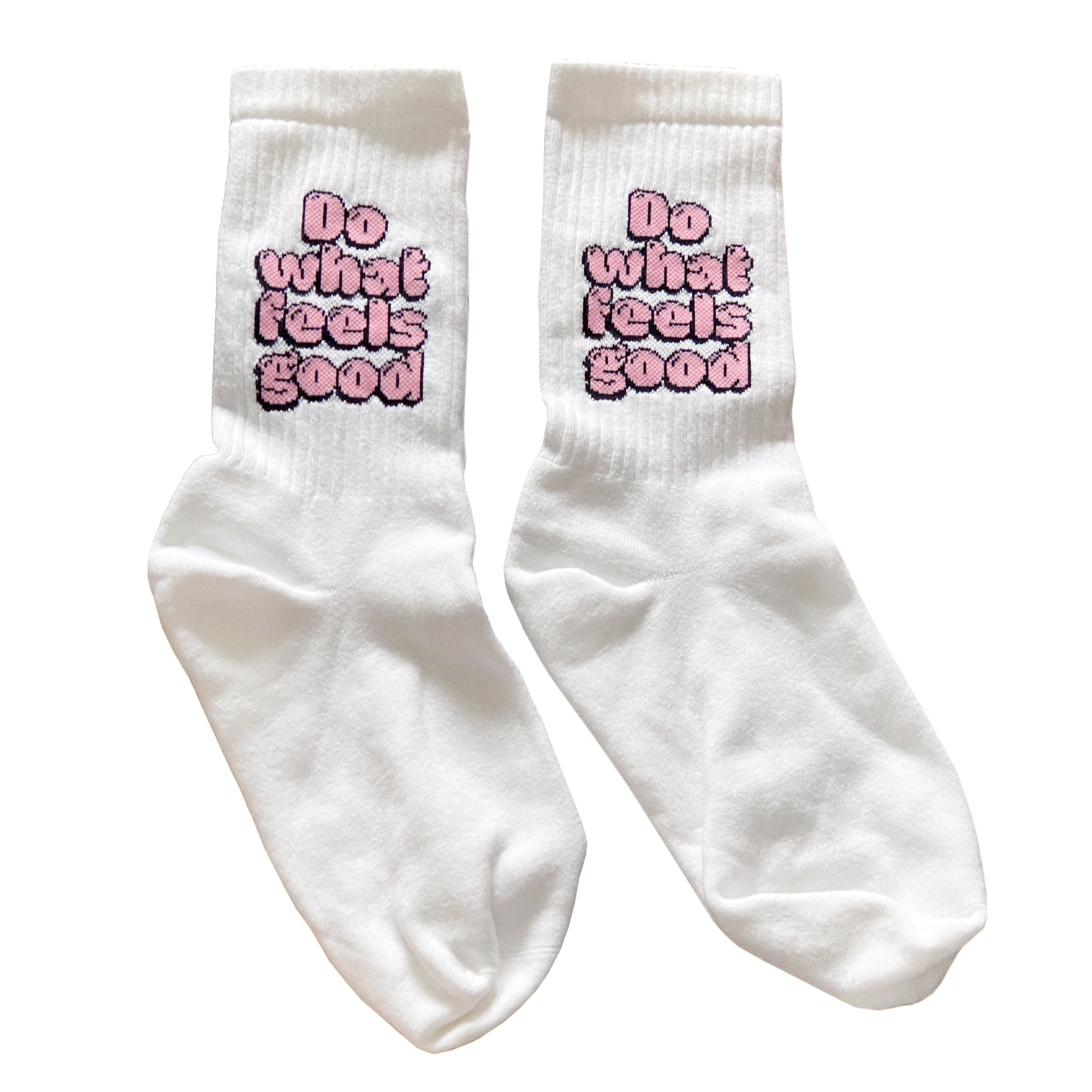 Socken DO WHAT FEELS GOOD, Farbe Weiß/Rosa