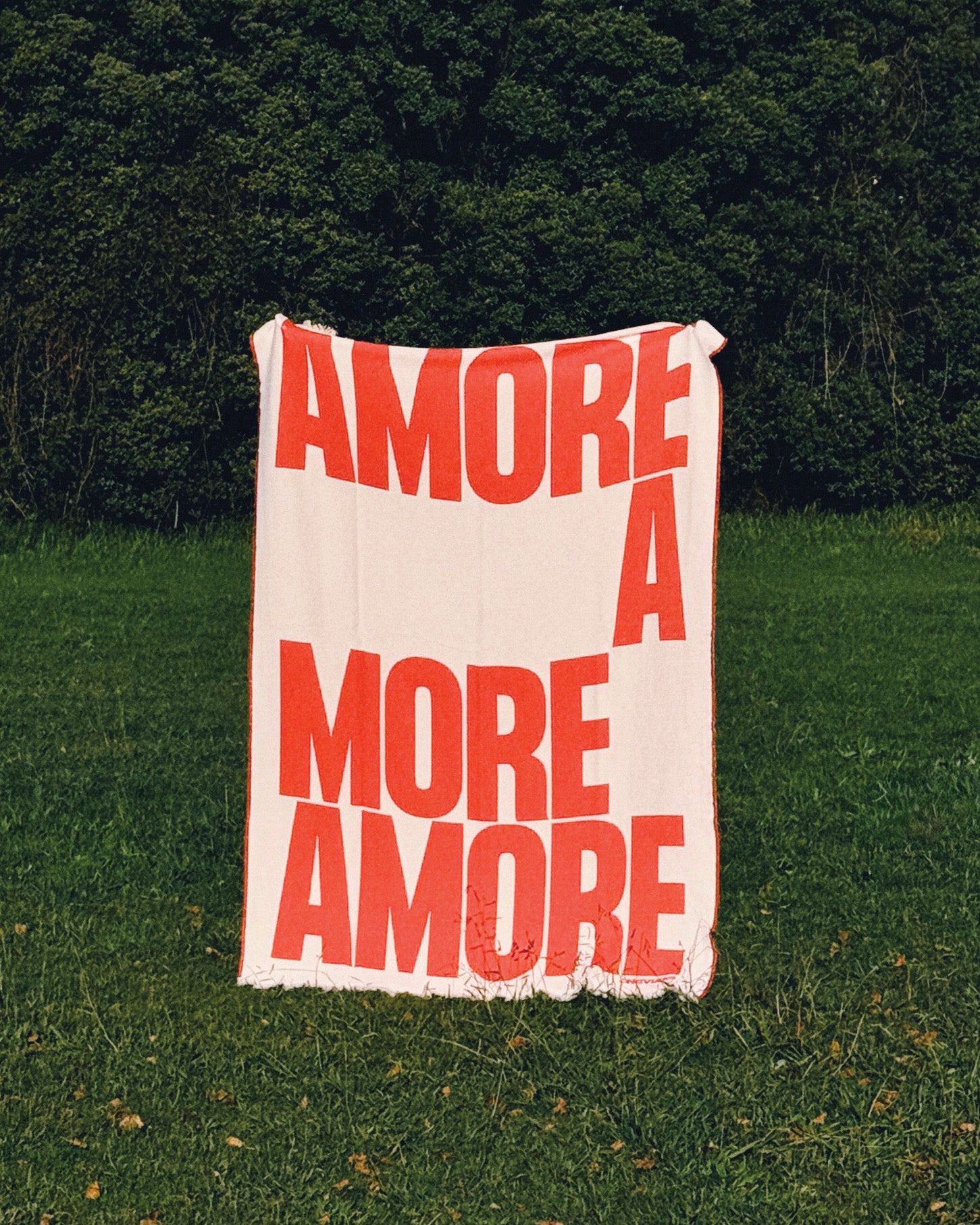 Baumwoll-Decke AMORE, Weiß/Rot