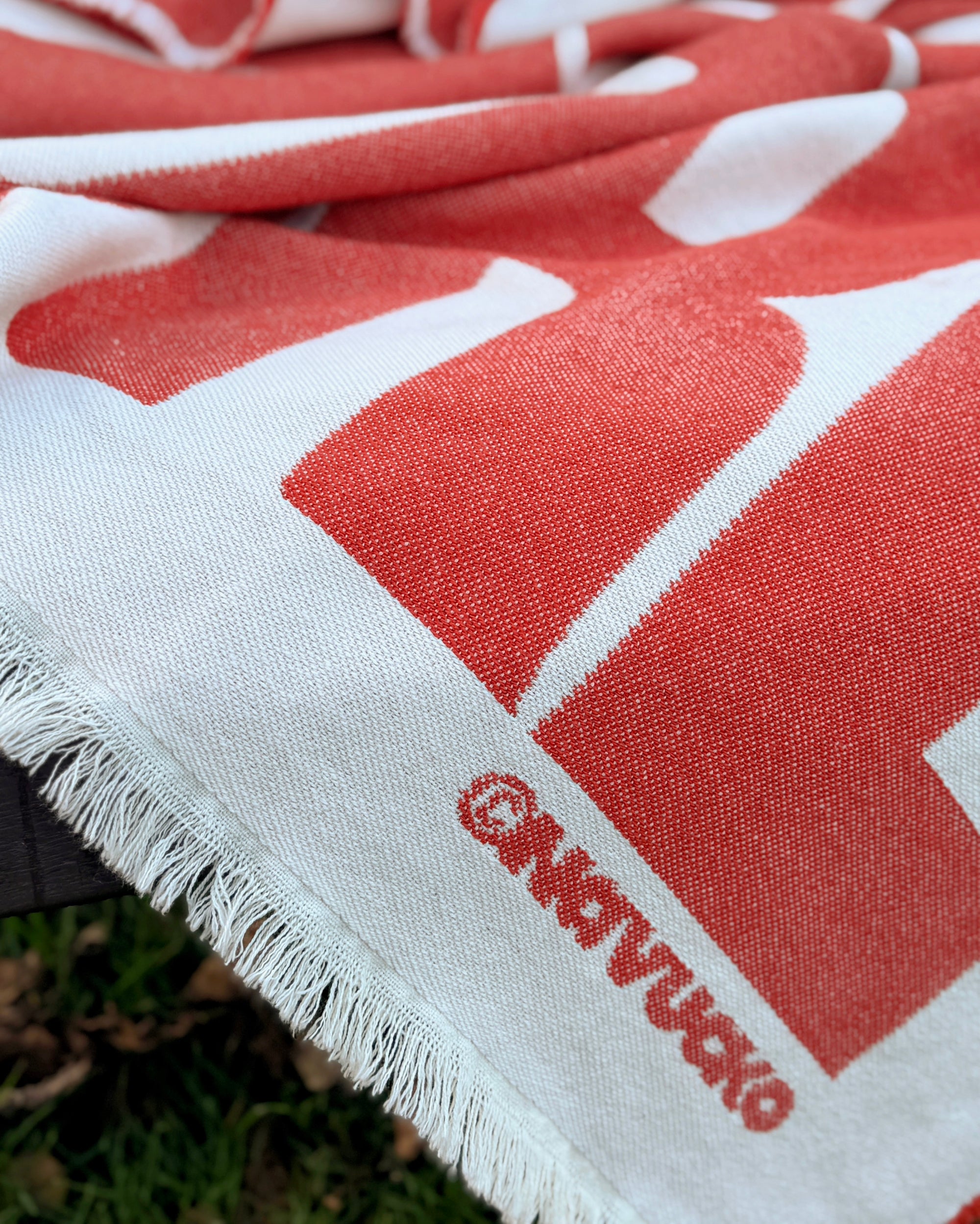 Baumwoll-Decke AMORE, Weiß/Rot