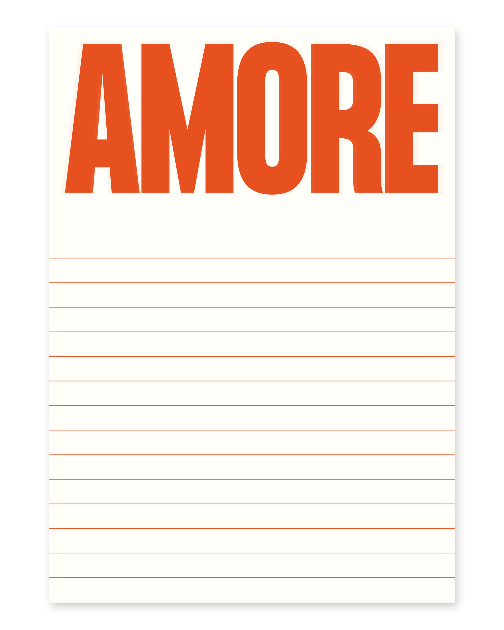Notizblock AMORE DIN A5 Weiß/Rot – hochwertiger Schreibblock mit AMORE-Design von NAVUCKO