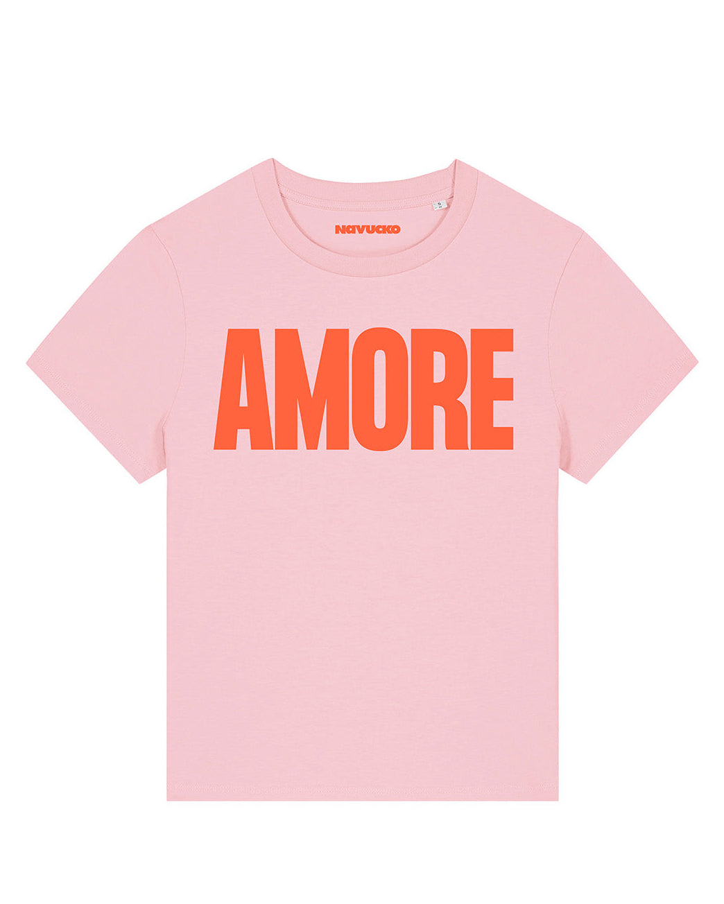 Damen T-Shirt AMORE Pink – hochwertiges Shirt mit AMORE Design von NAVUCKO