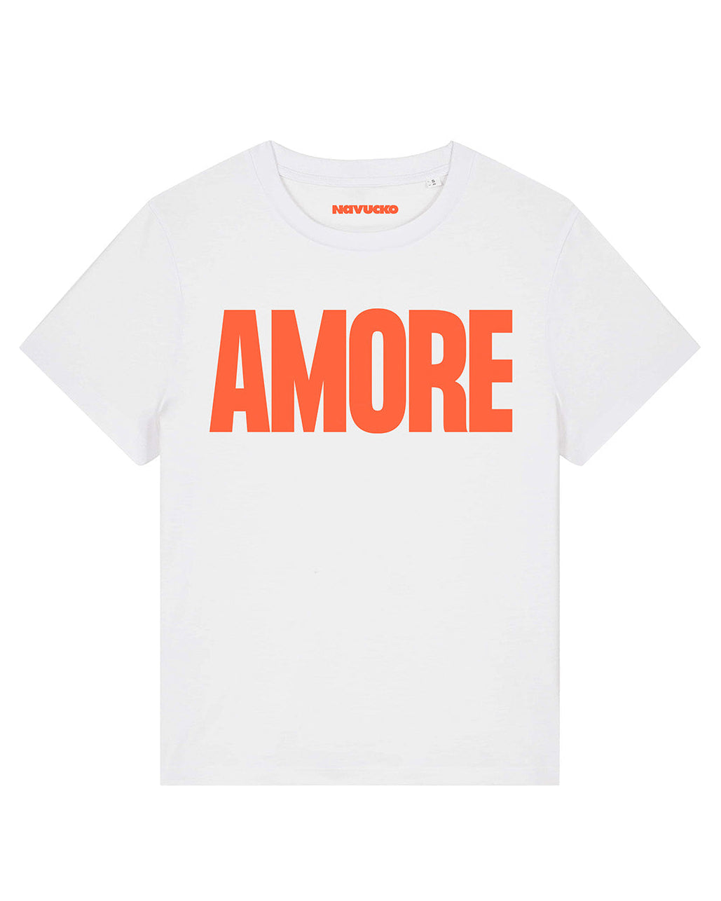 Damen T-Shirt AMORE White – hochwertiges Shirt mit AMORE Design von NAVUCKO
