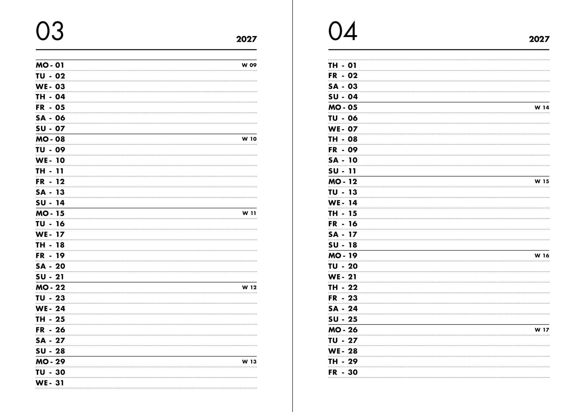 NAVUCKO Pocket Kalender 2027 in Lavender – Softcover Kalender Innenseite-Beispiel 3