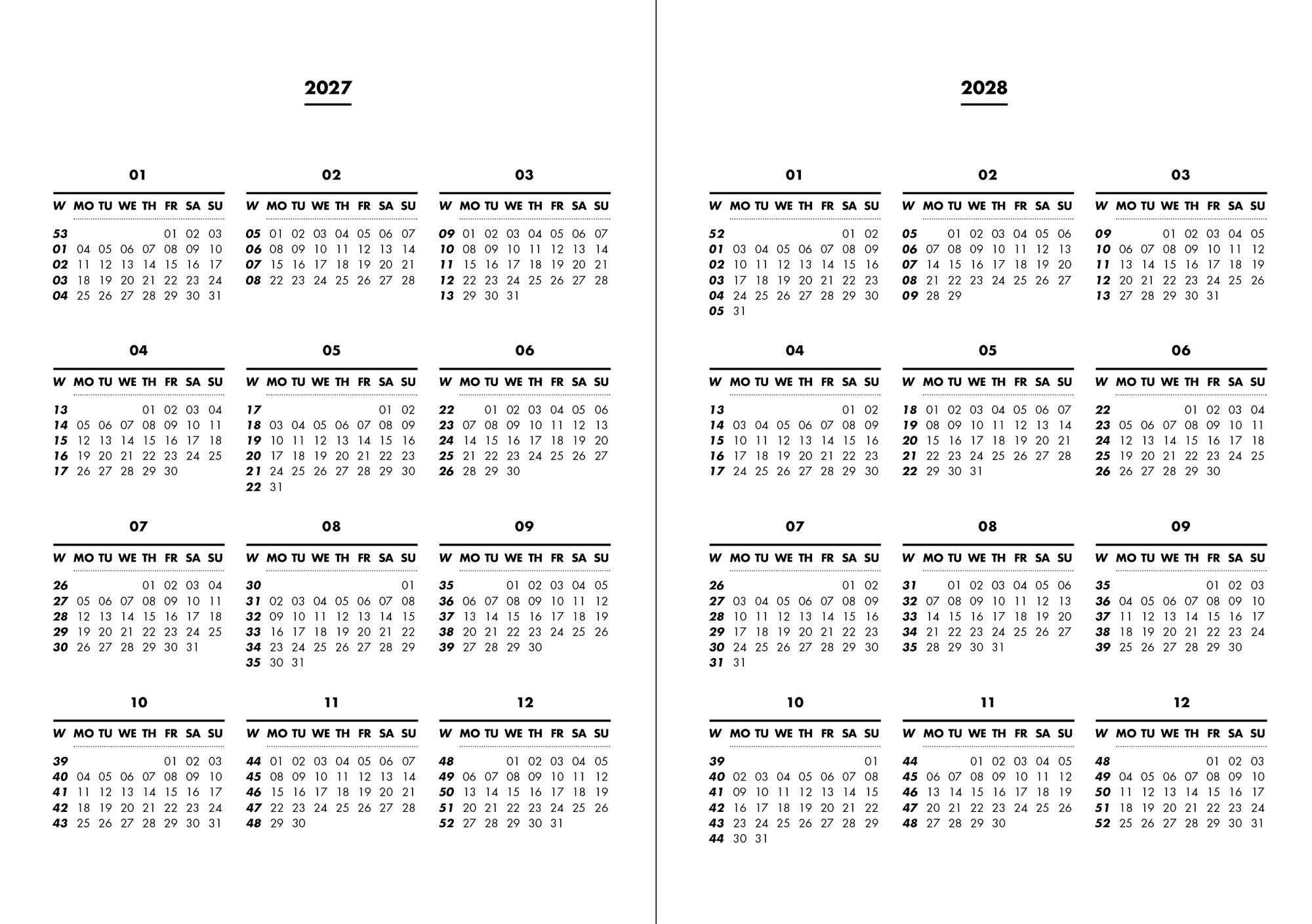 NAVUCKO Pocket Kalender 2027 in Lavender – Softcover Kalender Innenseite-Beispiel 2