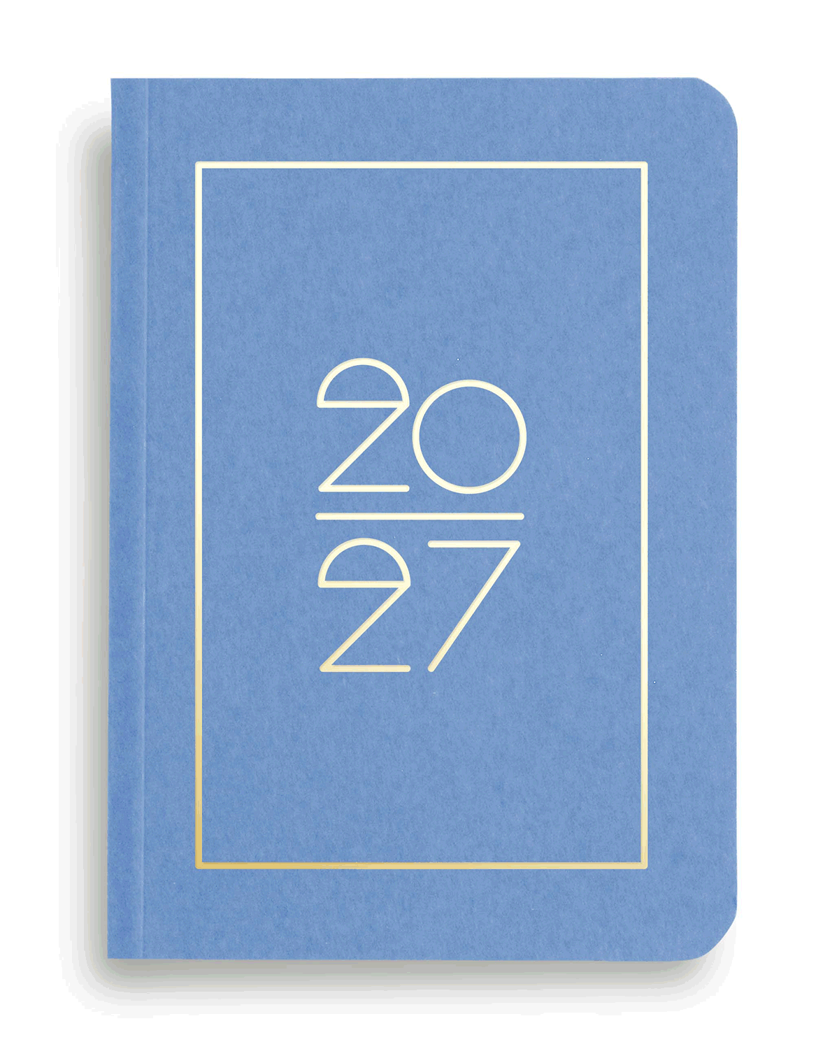 NAVUCKO Pocket Kalender 2027 – Softcover Kalender mit goldenem Rahmen und typografischem 2027 Design, DIN A6
