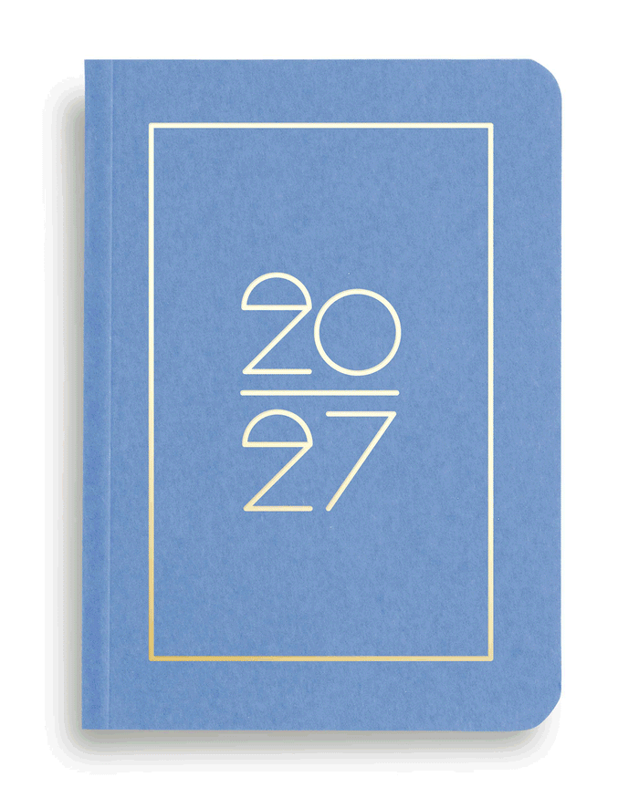 NAVUCKO Pocket Kalender 2027 – Softcover Kalender mit goldenem Rahmen und typografischem 2027 Design, DIN A6