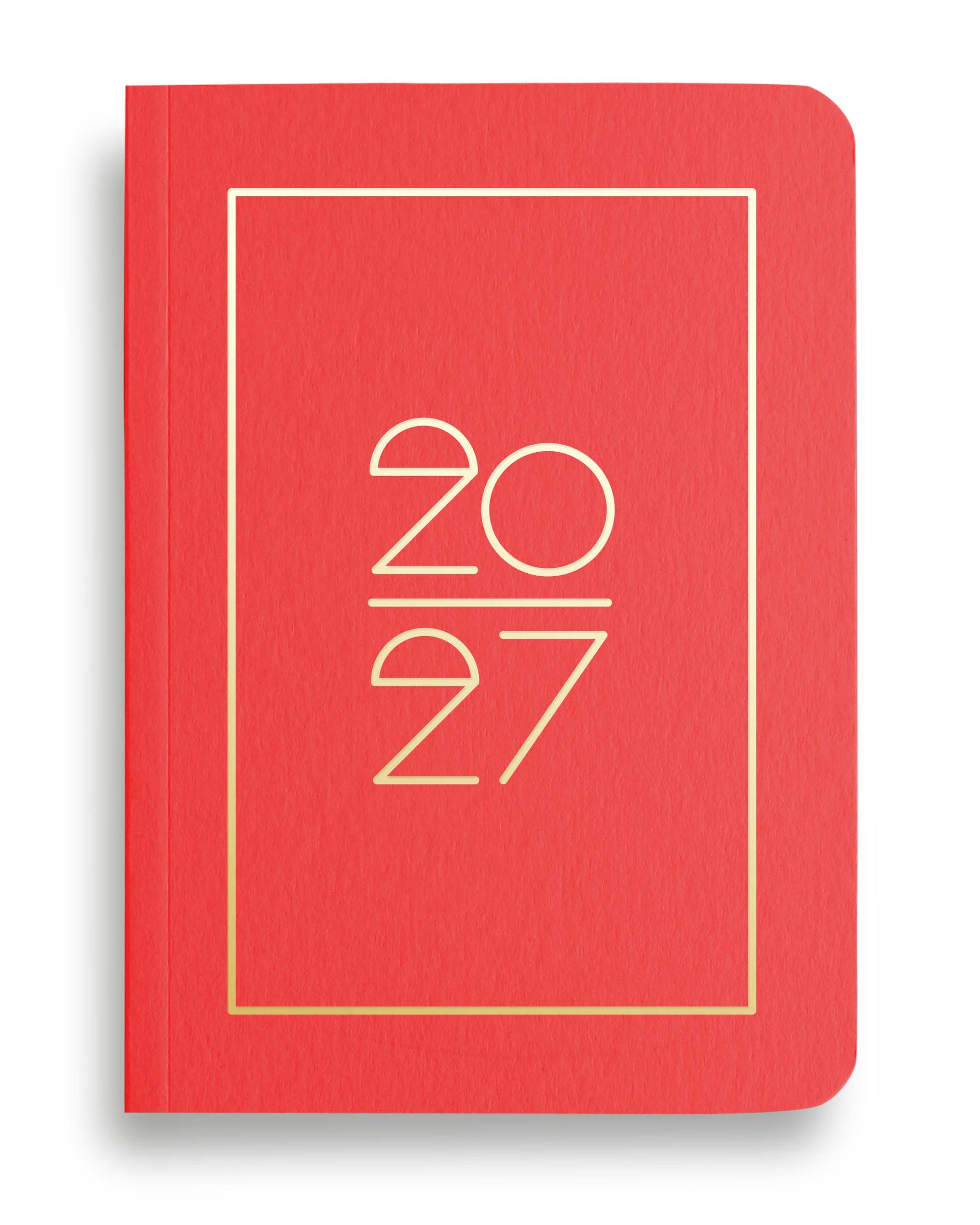 NAVUCKO Pocket Kalender 2027 in Amethyst – Softcover Kalender mit goldenem Rahmen und typografischem 2027 Design, DIN A6
