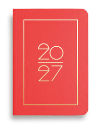 NAVUCKO Pocket Kalender 2027 in Amethyst – Softcover Kalender mit goldenem Rahmen und typografischem 2027 Design, DIN A6