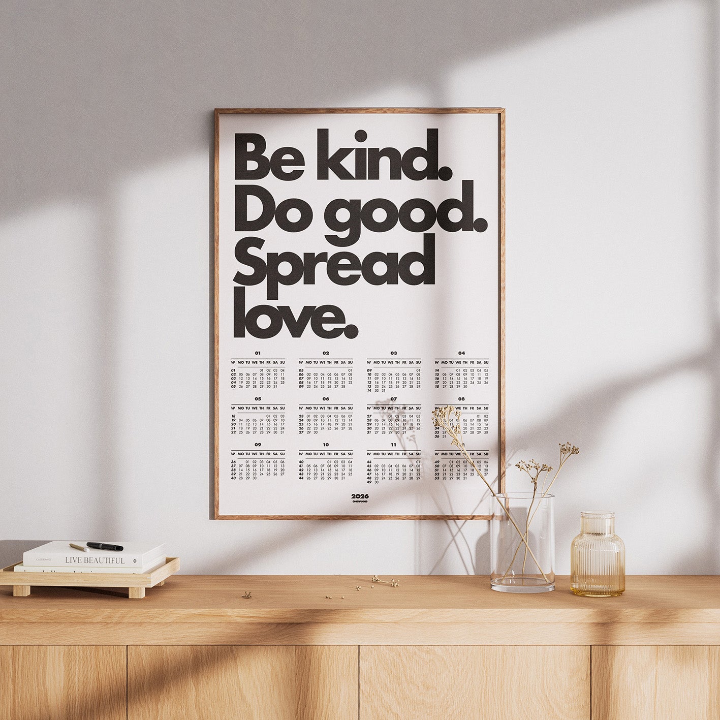 Poster-Kalender 2026 – BE KIND. DO GOOD. SPREAD LOVE. (DIN A2)