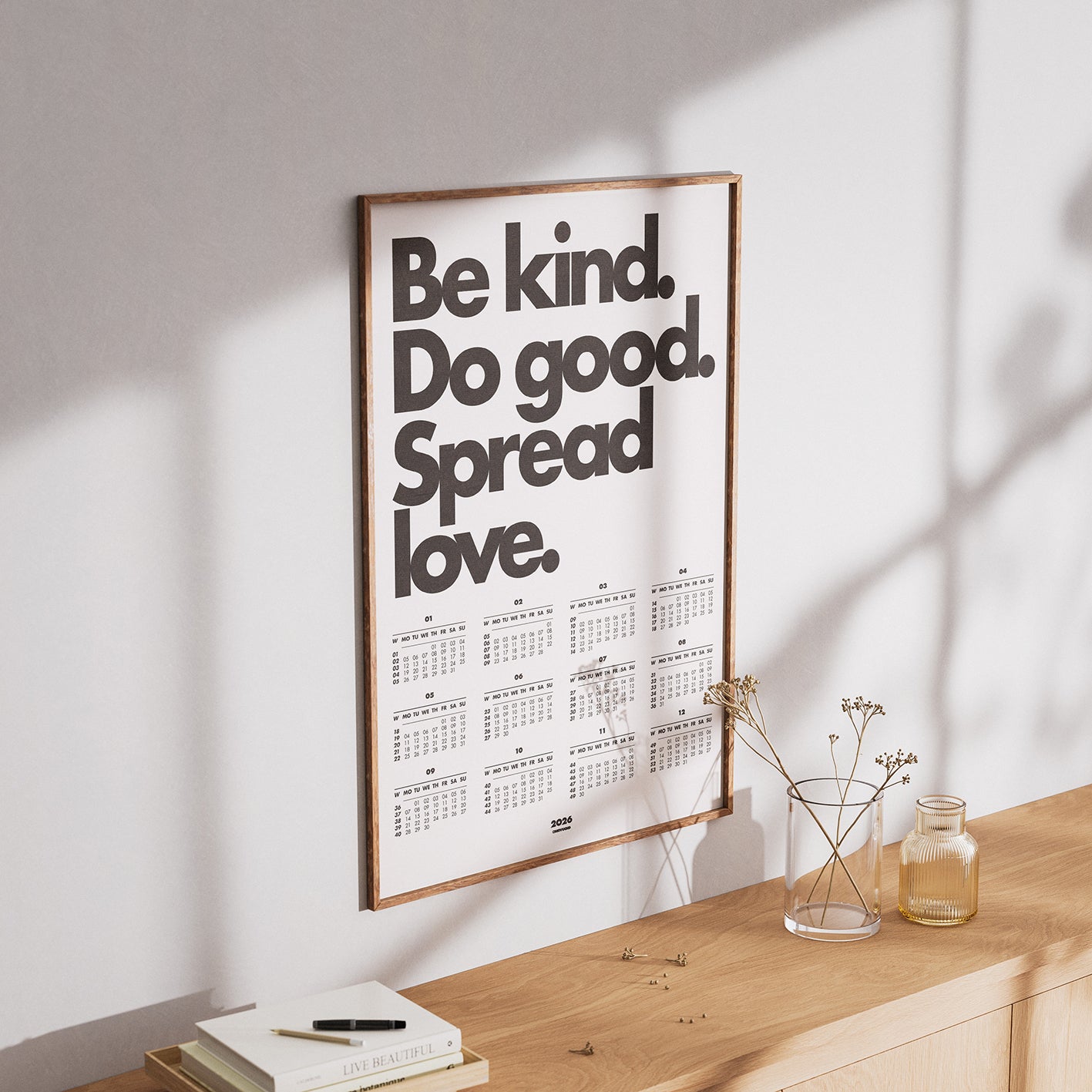 Poster-Kalender 2026 – BE KIND. DO GOOD. SPREAD LOVE. (DIN A2)