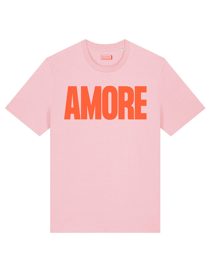Unisex T-Shirt AMORE Pink – hochwertiges Shirt mit AMORE Design von NAVUCKO