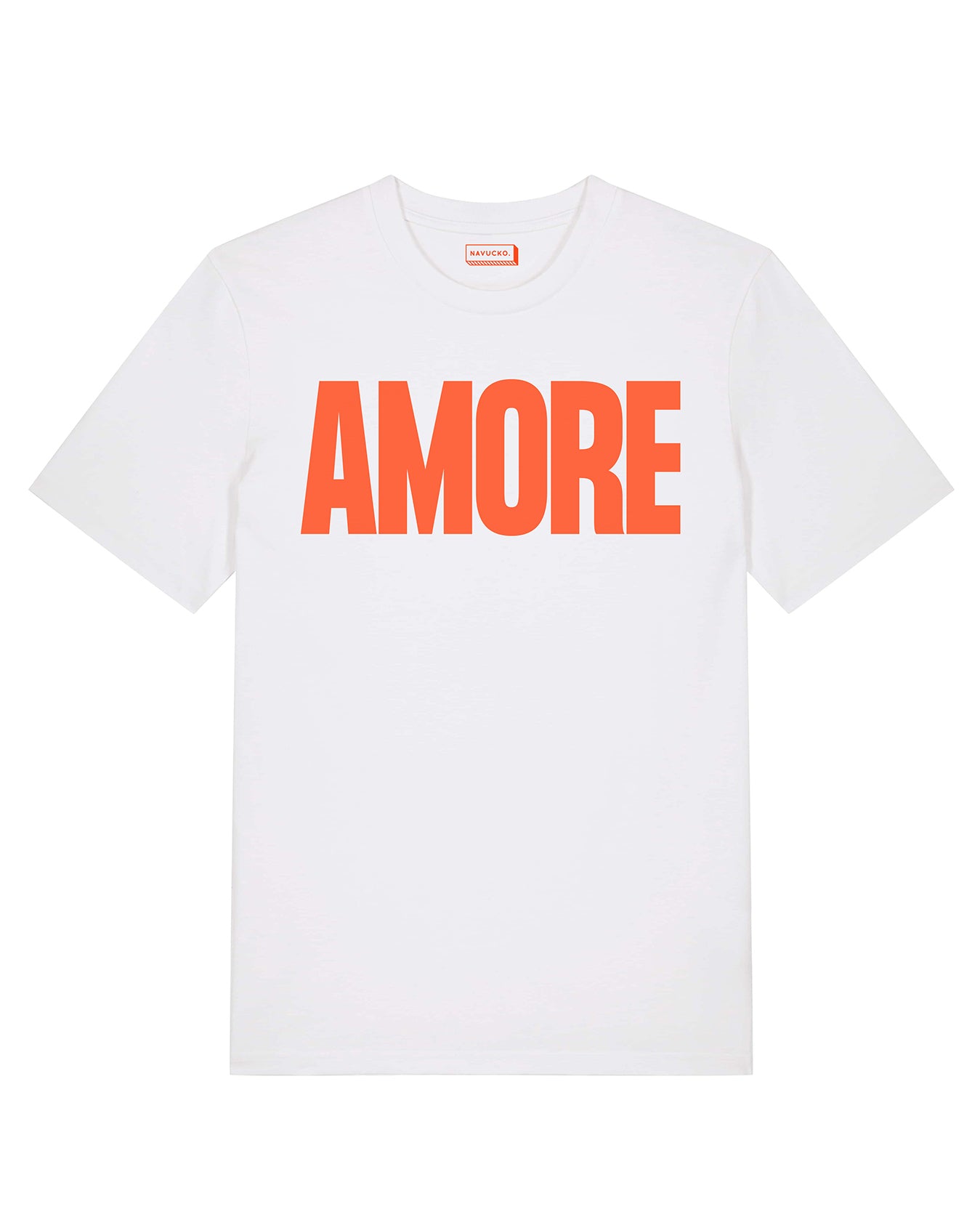 Unisex T-Shirt AMORE Weiß – hochwertiges Shirt mit AMORE Design von NAVUCKO