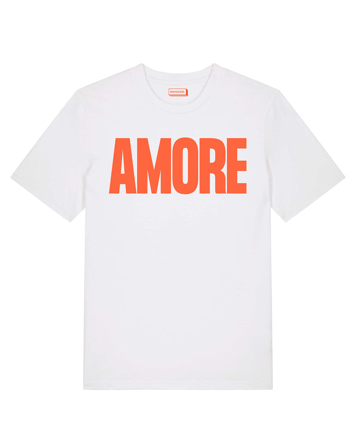 Unisex T-Shirt AMORE Weiß – hochwertiges Shirt mit AMORE Design von NAVUCKO