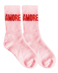 Socken AMORE Rosa/Rot – Baumwollsocken mit AMORE-Design von NAVUCKO