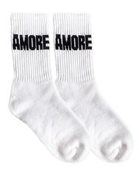 Socken AMORE Schwarz/Weiß – Baumwollsocken mit AMORE-Design von NAVUCKO