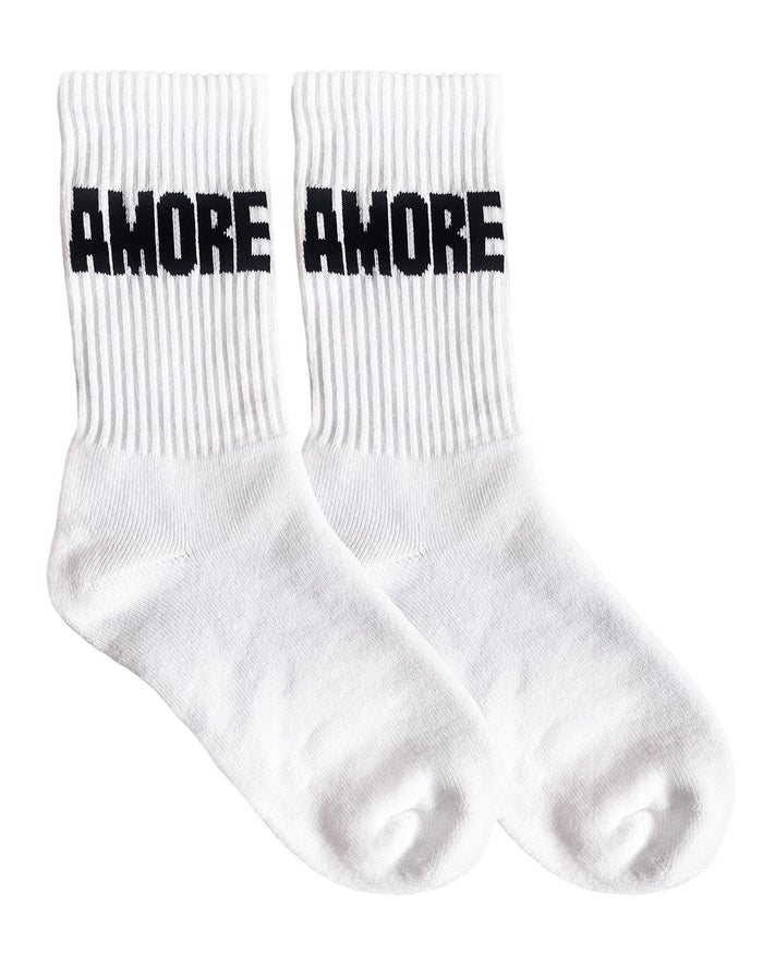 Socken AMORE Schwarz/Weiß – Baumwollsocken mit AMORE-Design von NAVUCKO